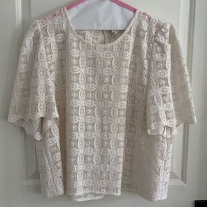 Sezane Elegant White Lace Women's Top